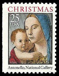 PCBstamps   US #2514a Bk Sgl 25c Madonna & Child, MNH, (8)