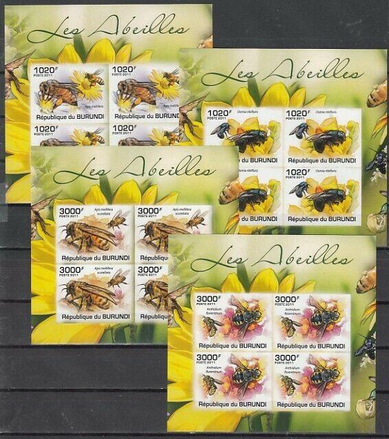 Burundi, 2011 issue. Honey Bees on 4 IMPERF sheets of 4. ^