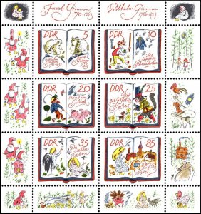 DDR 1985,Sc#2515 MNH, 200th birthday of the Brothers Grimm, m/s