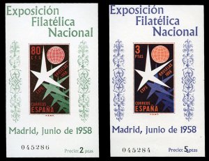 Spain #877a-878a Cat$45, 1958 Philatelic Exhibition in Brussels, set of two i...