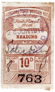 (I.B) London & South Western Railway : Paid Parcel 10d (Reading)