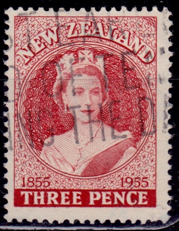 New Zealand 1955, Queen Elizabeth, 3d, Scott#303, used