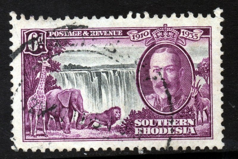 SOUTHERN RHODESIA King George V 1935 Silver Jubilee 6d. Black + Purple SG 34 VFU