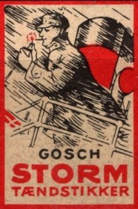 1918 Denmark Poster Stamp H.E. Gosch & Company Storm Matches