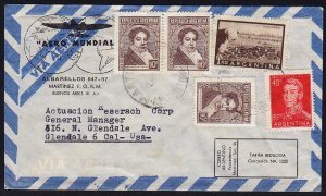 Argentina - 1942-1958 - Scott #431(x3),631,635 - on cover to USA