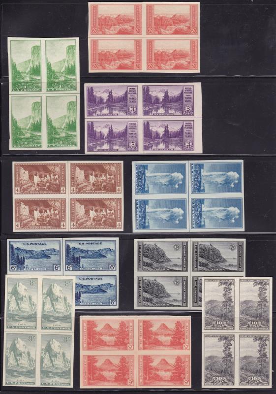 United States 1935 Imperf Blocks Vert&Horz Line  Farley National Parks (10)