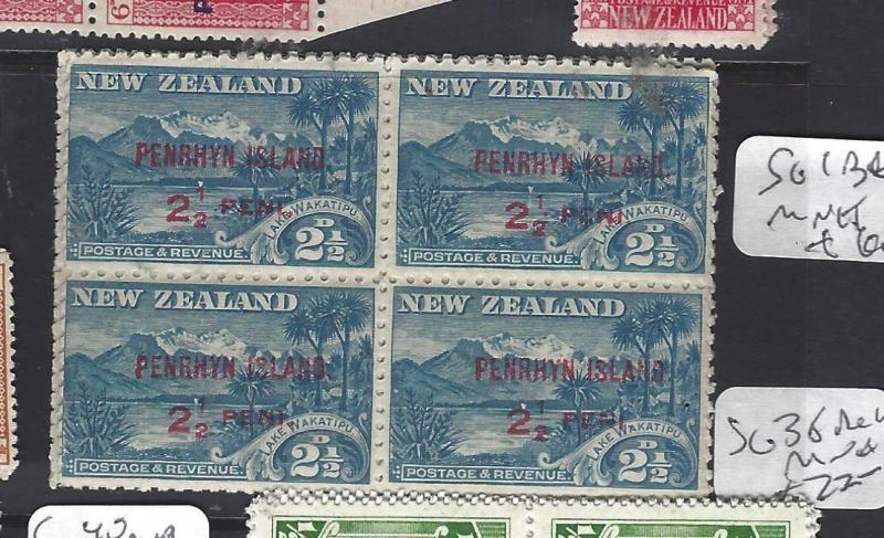 PENRHYN ISLANDS  (P0310BB)   ON NZ   2 1/2D  SG 1  BL OF 4   MNH