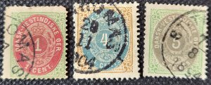 Danish West Indies, 1896-1901, numerals in oval, #16,18,19,used,SCV$68.50