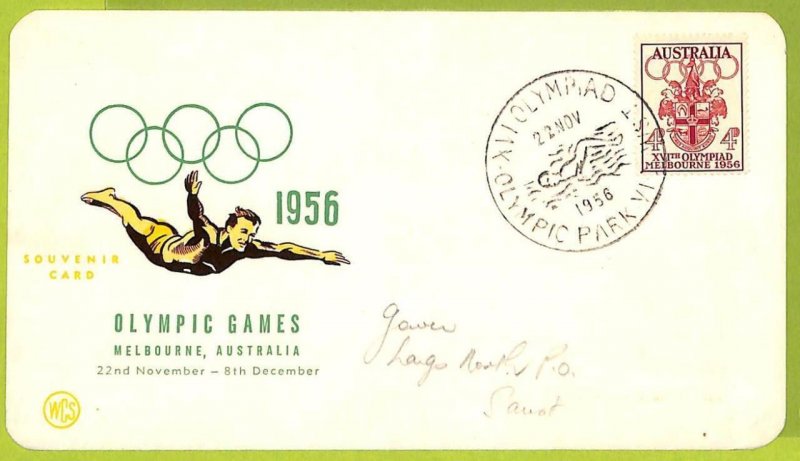 10851 - AUSTRALIA - POSTAL HISTORY - SOUVENIR CARD Olympic Games - 1956-