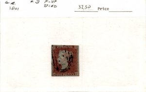 Great Britain, Postage Stamp, #3 Used, 1841 Queen Victoria (AE)