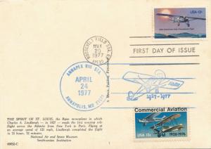 US #1710 FDC Spirit of St Louis 1977 Pictoral Cancel ANNAPEX on #1684 - pm 1977