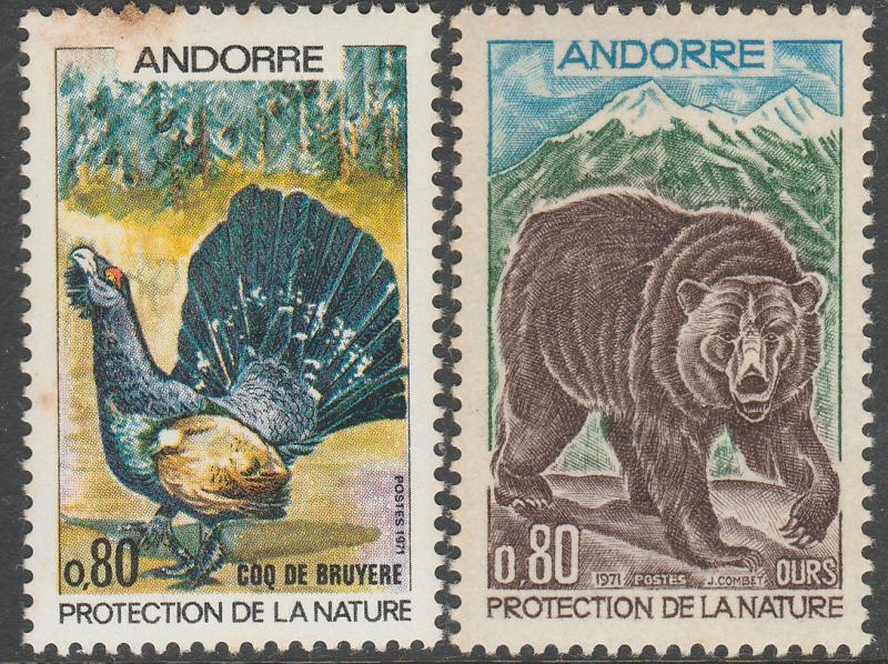 ANDORRA-FRENCH 203-204, PROTECTION OF FAUNA. MINT, NH. (211)