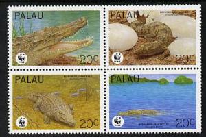 Palau 1994 WWF - The Estuarine Crocodile se-tnant block o...