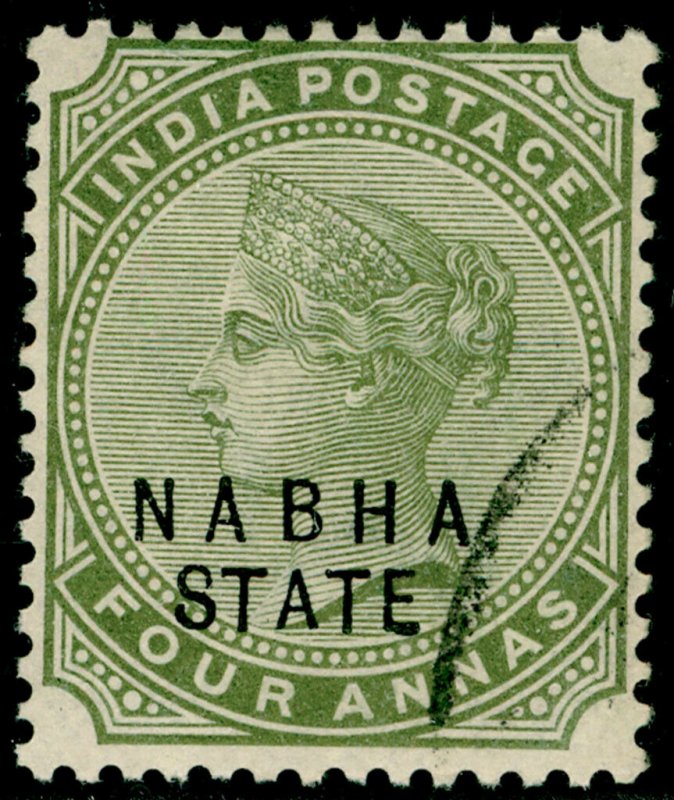 INDIA STATES SG23, 4a olive-green, FINE USED.