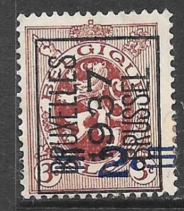 Belgium 225: 2 on 3c Lion of Belgium, precancel, used, VF