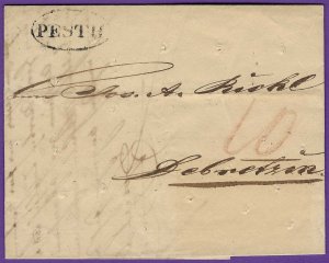 1831 PEST(H), HUNGARY, Rastel Punch Hole Fumigated FLS to DEBRECEN with Contents