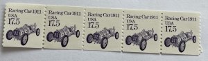 US 1997 17.5c Racing Car strip of 5 MNH OG 2262