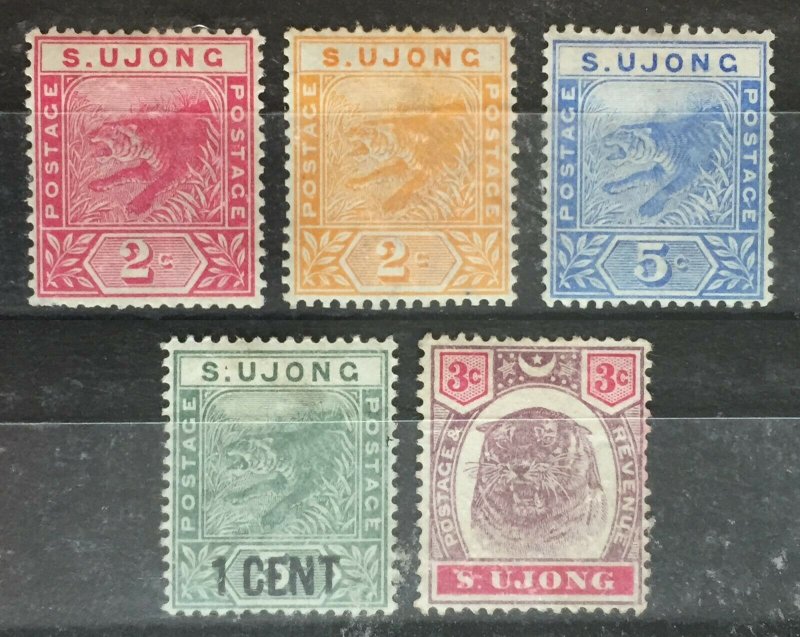 MALAYA 1891-95 Sungei Ujong Tigers 5V Mint SG#50-53 & 55 M2533