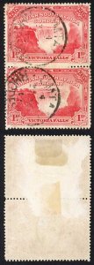 Rhodesia SG94a 1905 1d Red Victoria Falls Perf 14.5 x 15 Pair Fine Used