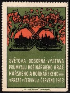 1913 Czechoslovakia Poster Stamp World Exhibition Basketware, Gameware Corkware