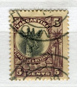 TANGANYIKA; 1922 early Giraffe issue used Shade of 5c. value, fair Postmark