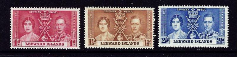 Leeward Is 100-02 MNH 1937 KGVI Coronation