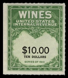 SCOTT #RE180 - $10.00 WINE STAMP - F-VF UNUSED