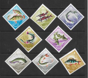 FISH - MONGOLIA #389-96  MNH
