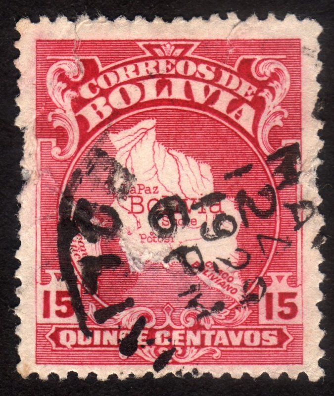 1928, Bolivia 15c, Used damaged, Sc 191