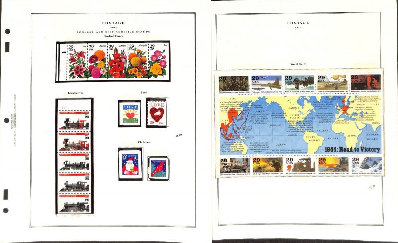 United States Stamp Collection on 24 Scott National Pages, 1994-1995 MNH (JN)