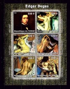 Chad 2002 Edgar Degas mini-sheet of 6 NH