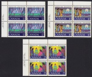 Christmas * ABORIGINAL, INDIANS * Canada 1977 #741-743 MNH UL Blocks of 4