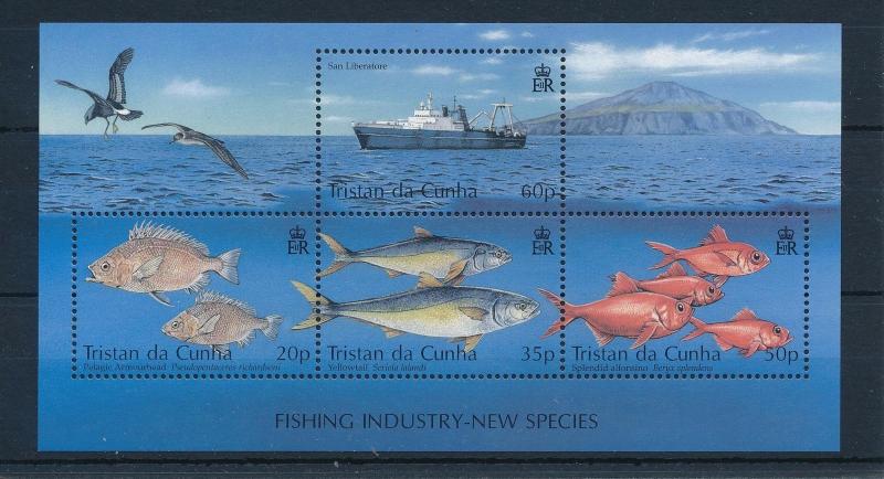 [34896] Tristan da Cunha 2002 Marine Life Fish Fishing MNH Sheet