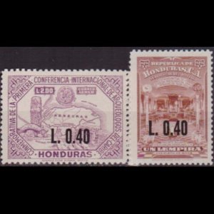 HONDURAS 1965 - Scott# C354-5 Buildings Etc.Surch 40c NH