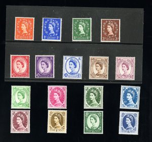 Great Britain Stamps # 292-308 MLH VF Elizabeth II Scott Value $107.00