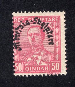 Albania 1928 50q lilac rose Overprint, Scott 233 MH, value = 75c