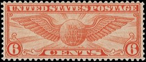 U.S. Scott # C19  1934 6c org  Winged Globe  mint-nh- xf