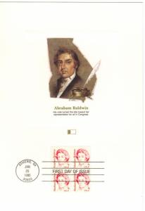 US #1850 7c Abraham Baldwin blk 4 FDC Fleetwood Card ECV $12