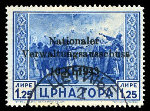 German WWII Occupation, Montenegro #Mi. 12 Cat€240, 1943 1.25L blue, used, ...