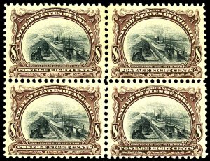 U.S. #298 MINT BLOCK OF 4 WITH PF CERT OG NH, TOP STAMPS LH
