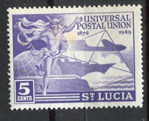 ST. LUCIA; 1949 early UPU Anniversary issue Mint hinged 5c. value