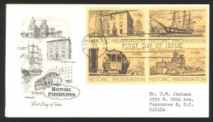 USA Sc# 1443a (Fleetwood) FDC Block/4 (San Diego, CA) 1971 Historic Preservation