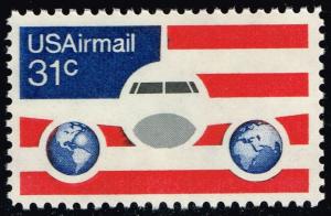 US #C90 Plane; Globes and Flag; MNH (0.60)