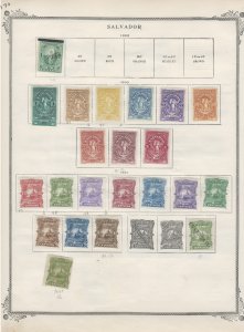 El Salvador, 13 pages of pre-1900 stamps, SCV $1300+ Amazing collection