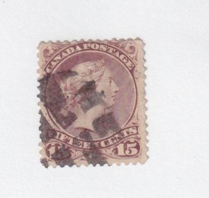 CANADA # 29b FVF-15cts LARGE QUEEN WITH FANCY CANCEL