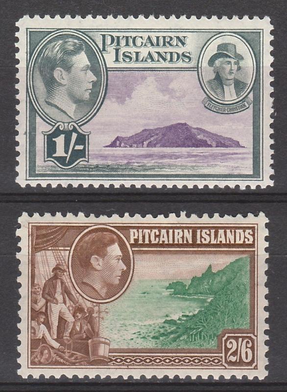 PITCAIRN ISLANDS 1940 KGVI PICTORIAL 1/-  AND 2/6  MNH **