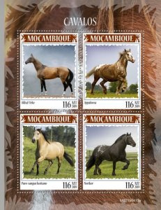 MOZAMBIQUE - 2019 - Horses - Perf 4v Sheet - Mint Never Hinged