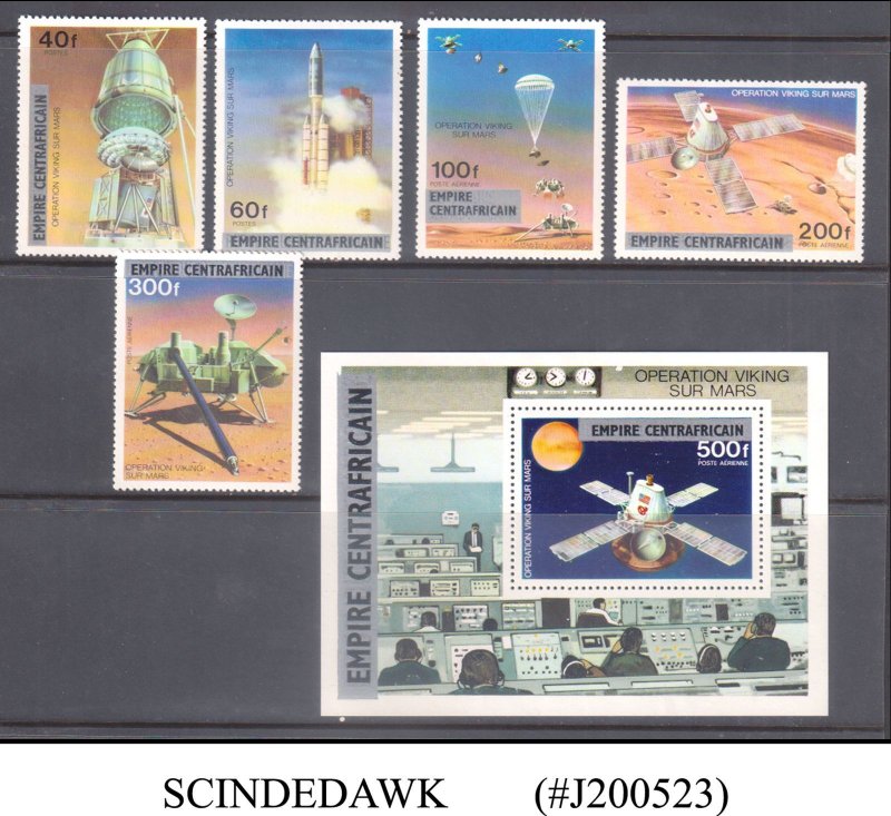 CENTRAL AFRICA - 1976 MARS VIKING PROGRAM / SPACE SET OF 5-STAMPS & 1-MS MNH