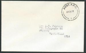 AUSTRALIA 1970 Forces in Vietnam airmail cover. Aust FPO cds...............44172