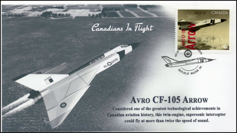 CA19-036, 2019, Canadians in Flight, Pictorial Postmark, First Day Cover, Avro C